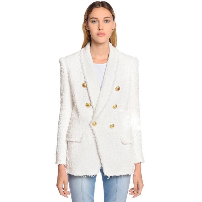 Shawl Collar Tweed Blazer Women - Casual - Plain-Solid