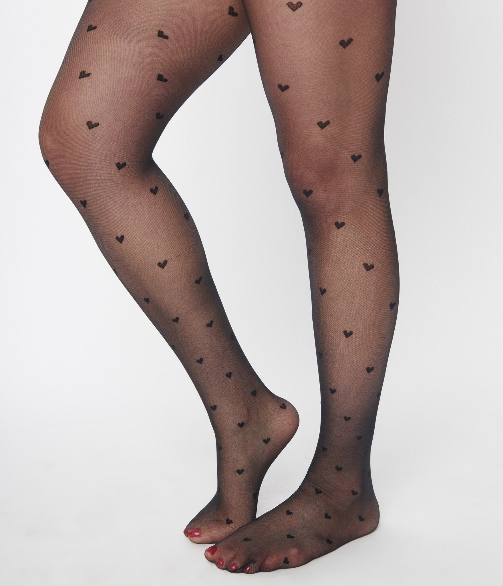 Sheer Black Heart Tights