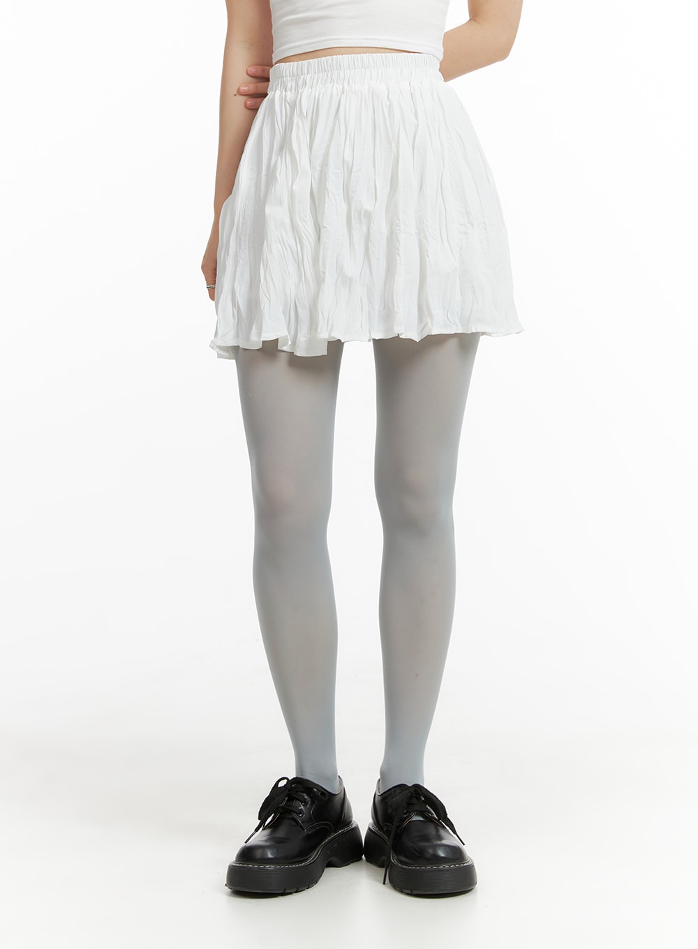 Solid Cotton Ruched Mini Skirt OM412