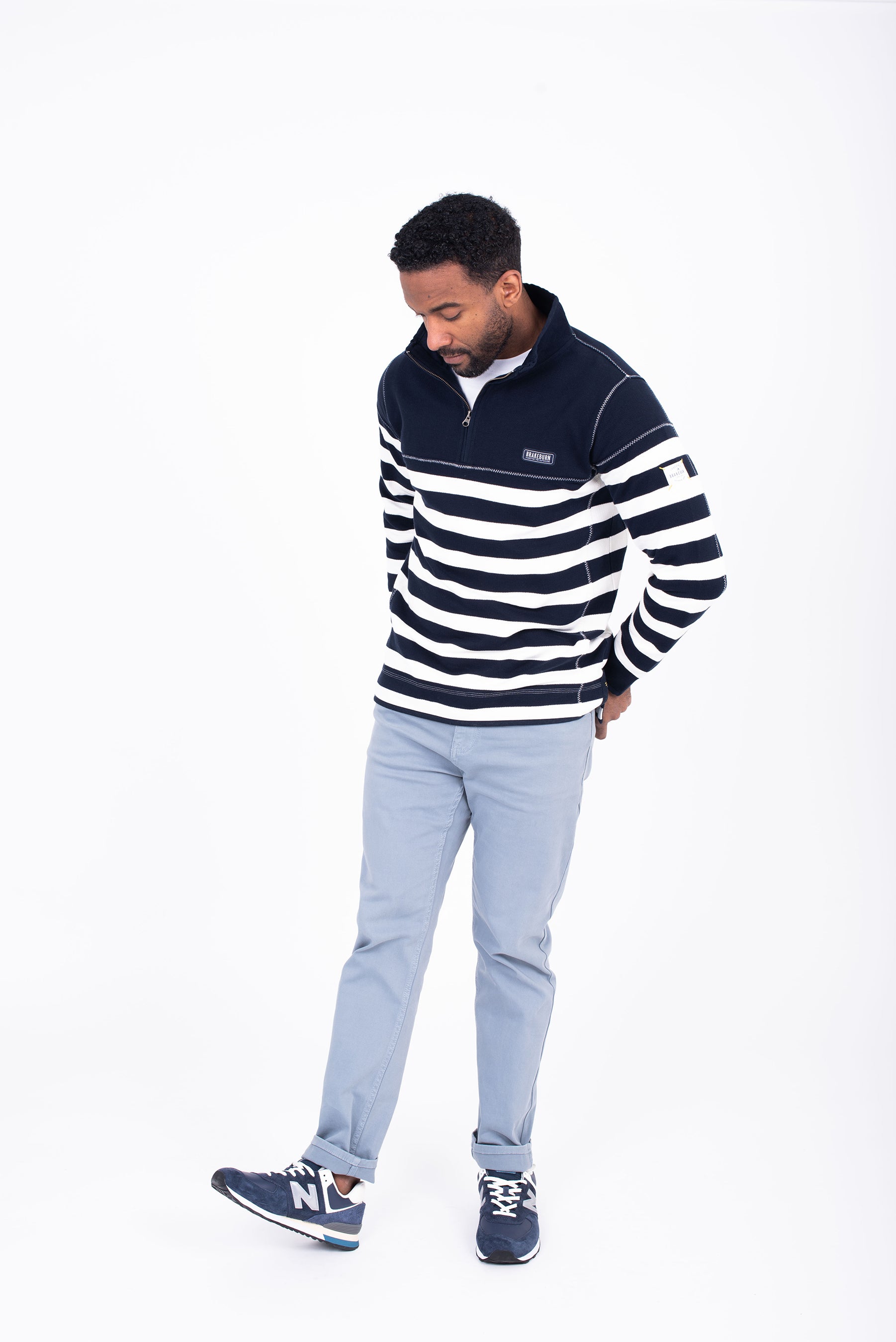 Striped Quarter Zip Sweat