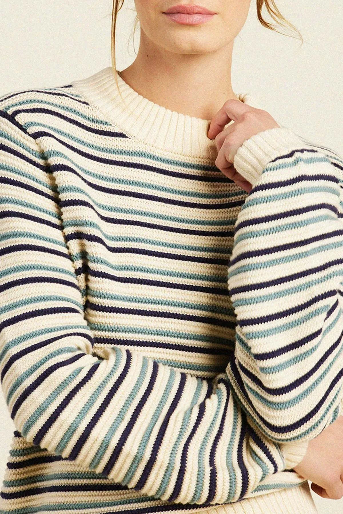 Susan Sweater - White/Navy Stripe