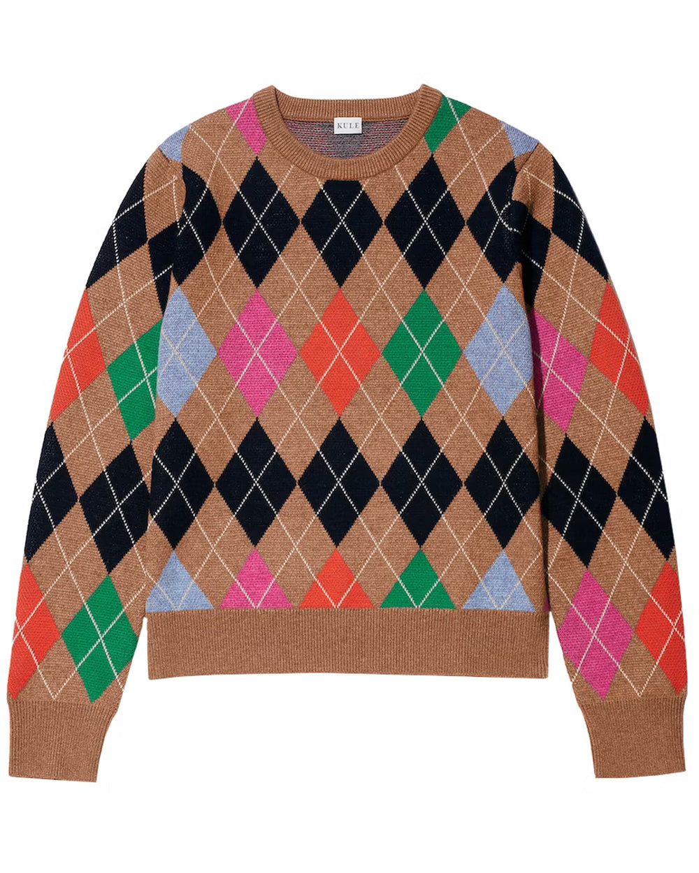 The Heidi Long Sleeve Argyle Sweater in Camel