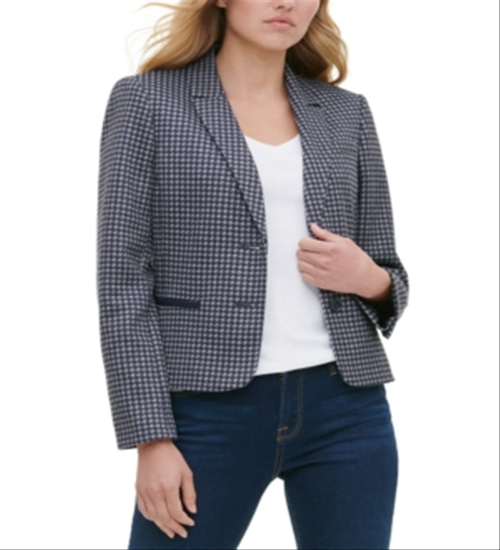 Tommy Hilfiger Women's Houndstooth Blazer Black Size 8