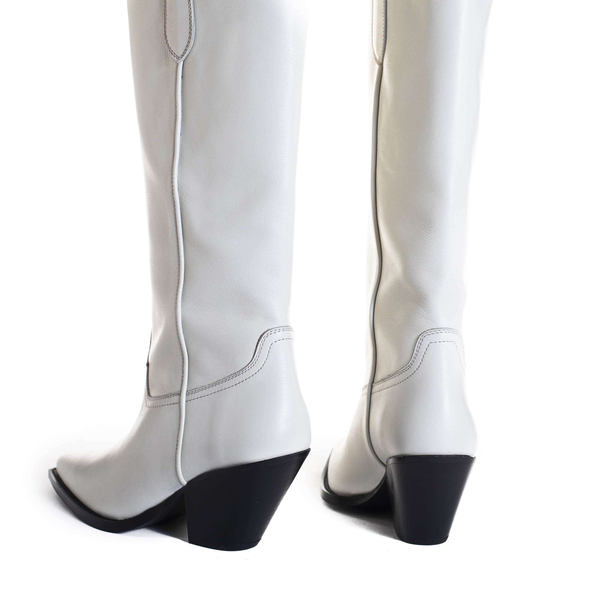 TORAL OFF-WHITE LEATHER KNEE-HIGH BOOTS