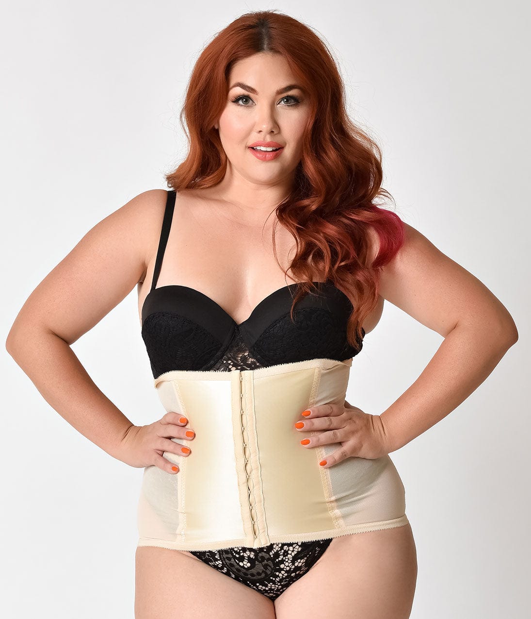 Unique Vintage Plus Size 1950s Beige Stretch Waist Cincher