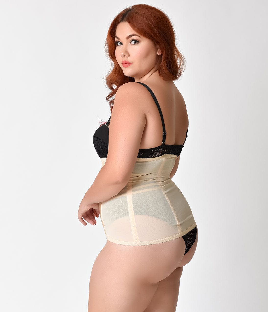 Unique Vintage Plus Size 1950s Beige Stretch Waist Cincher