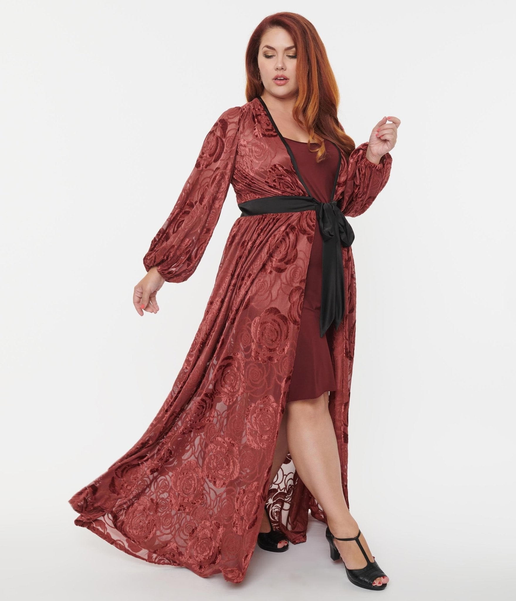 Unique Vintage Plus Size Burgundy Long Slip