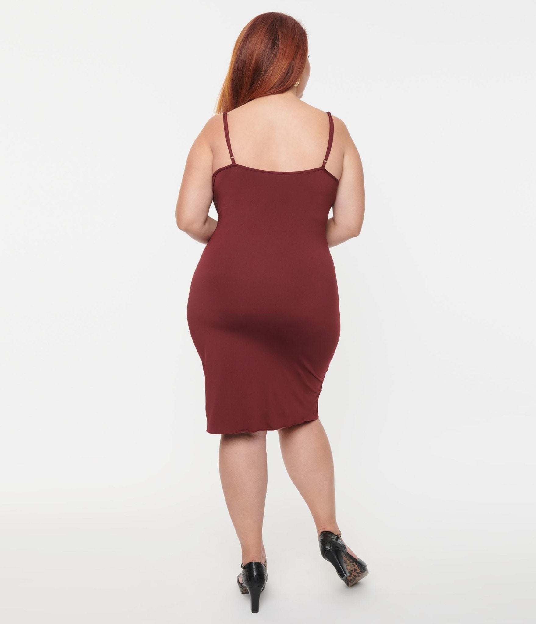 Unique Vintage Plus Size Burgundy Long Slip