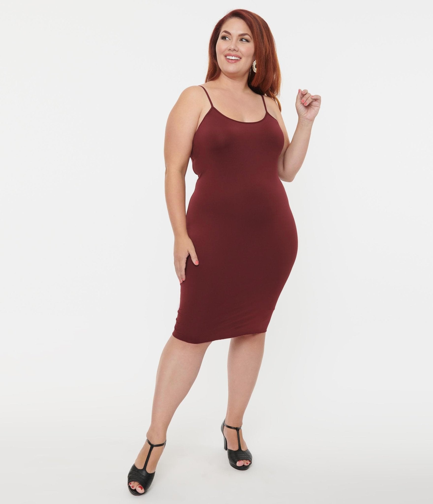 Unique Vintage Plus Size Burgundy Long Slip