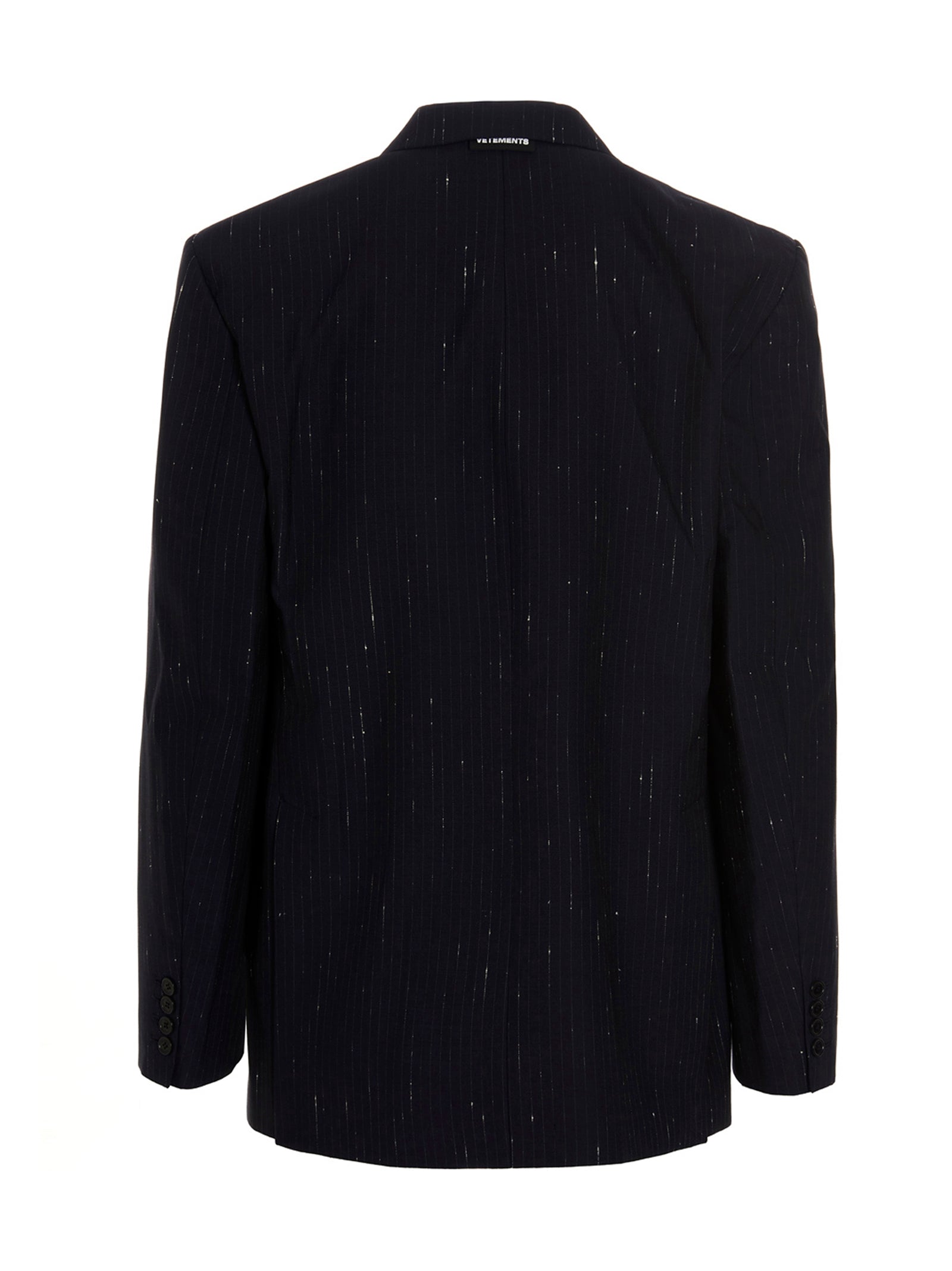 Vetements Destroyed Pinstripe Single-Breasted Blazer