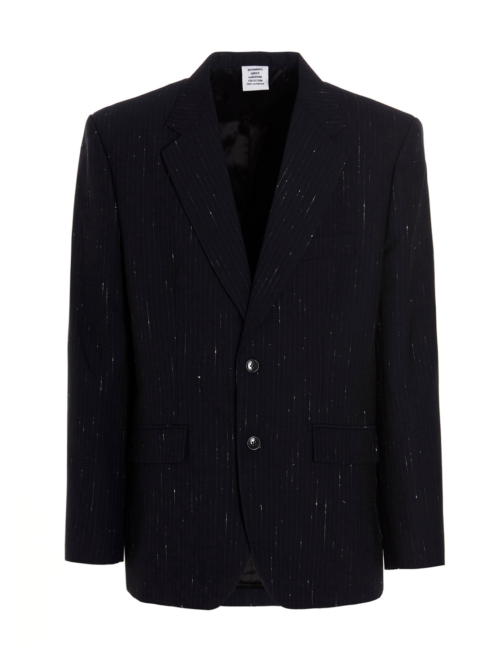 Vetements Destroyed Pinstripe Single-Breasted Blazer