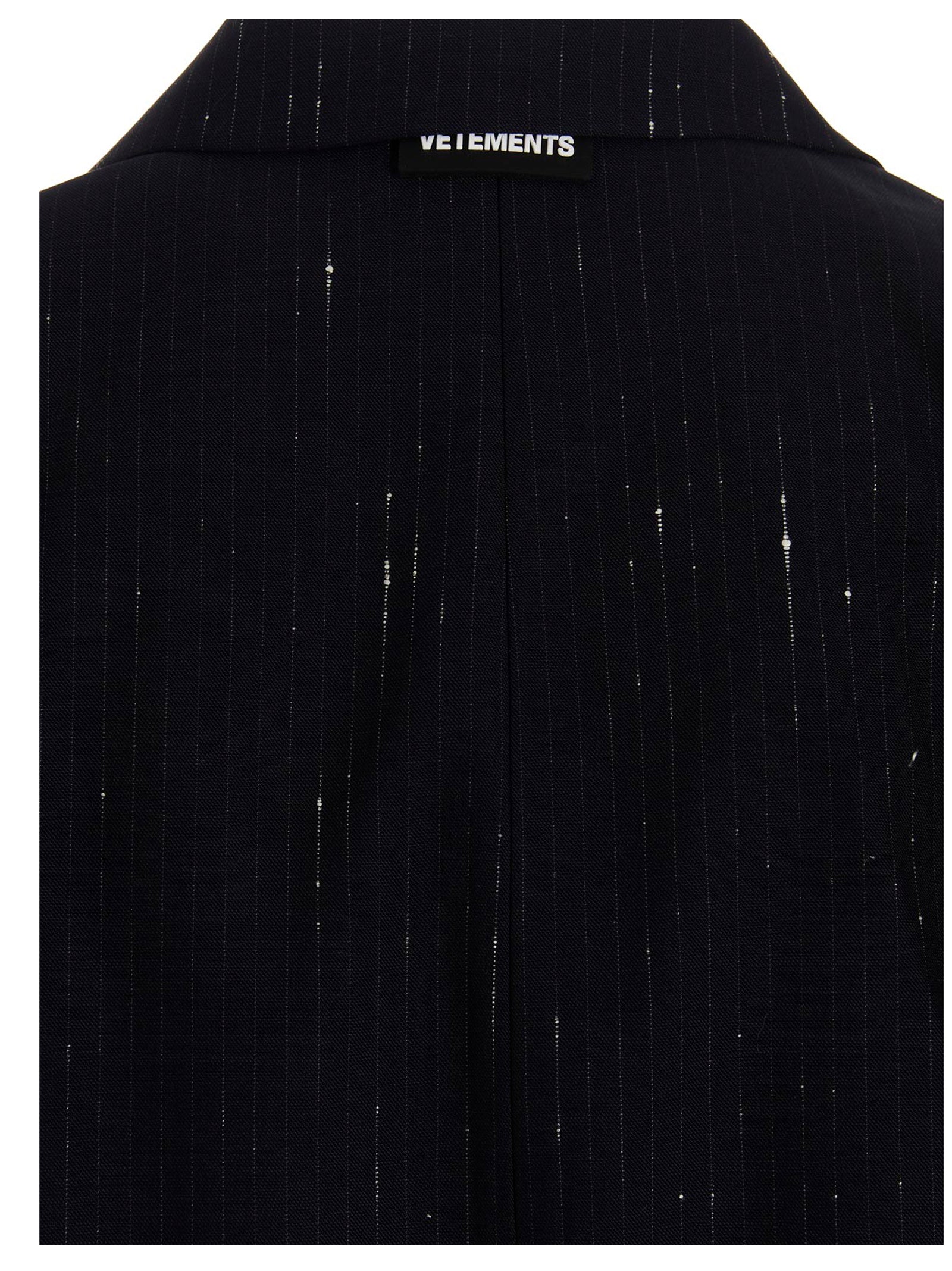 Vetements Destroyed Pinstripe Single-Breasted Blazer