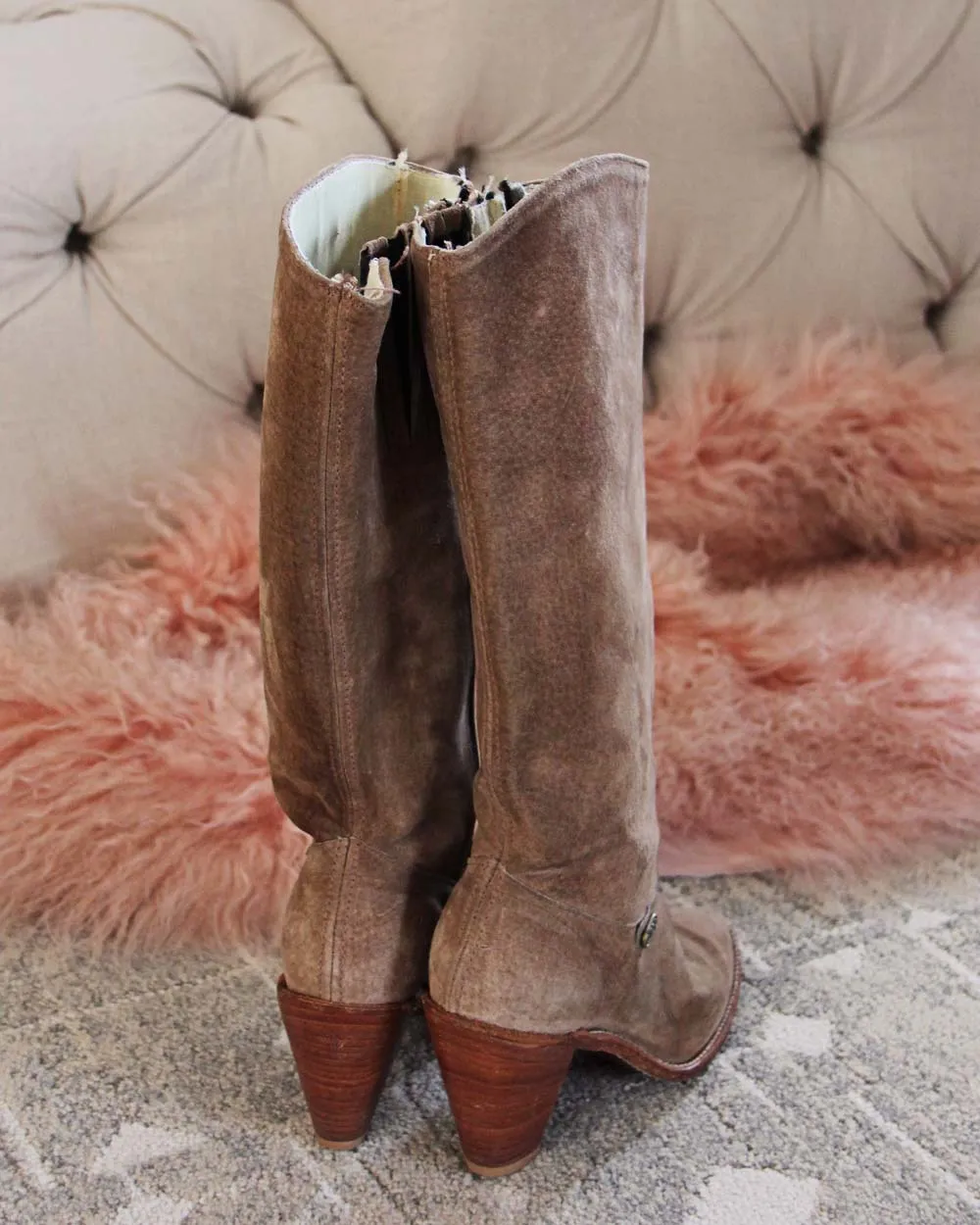 Vintage Suede Stacked Boots