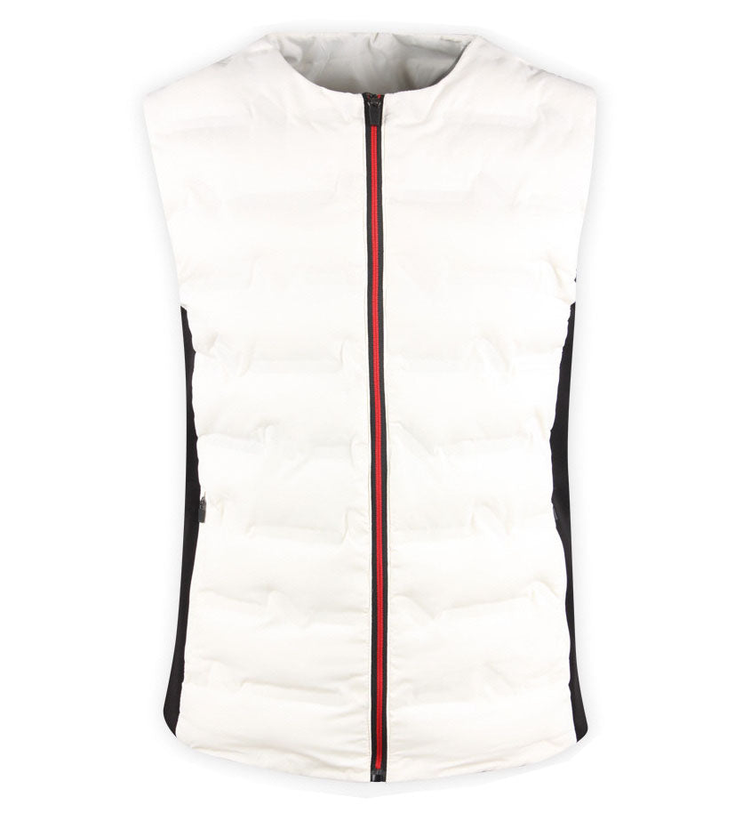 White Contrast Golfwear Vests Zipup Waistcoats Puffer Warm Winter Stylish Mens Korean Style Outdoor Wellon