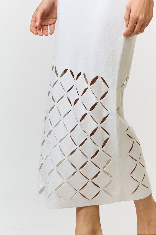 White Detail Midi Dress