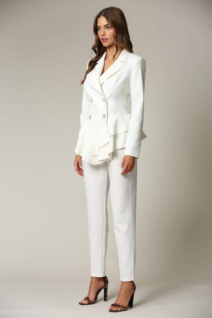 White Two Piece Blazer And Pant Set