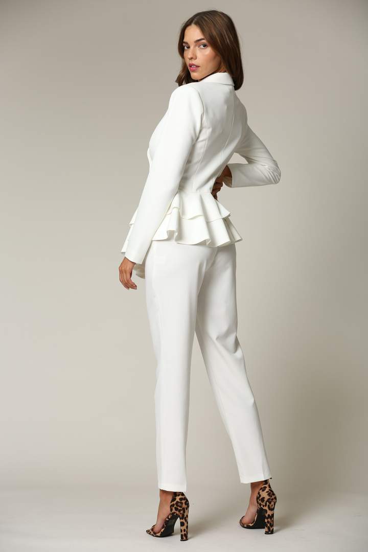 White Two Piece Blazer And Pant Set