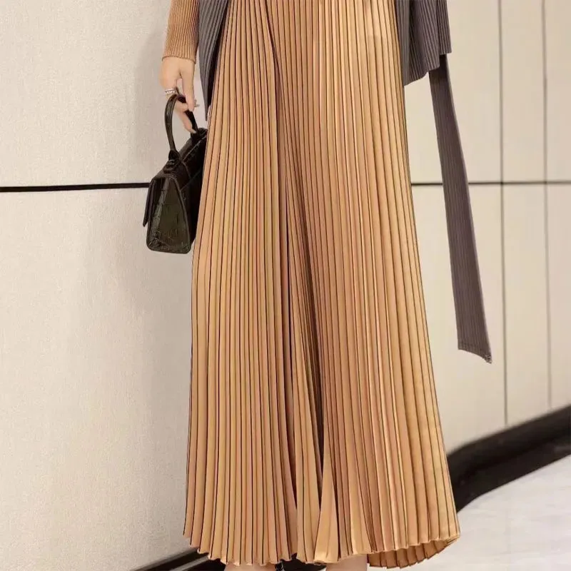 Wide Leg Fashion Pleated Cropped Elastic Pants