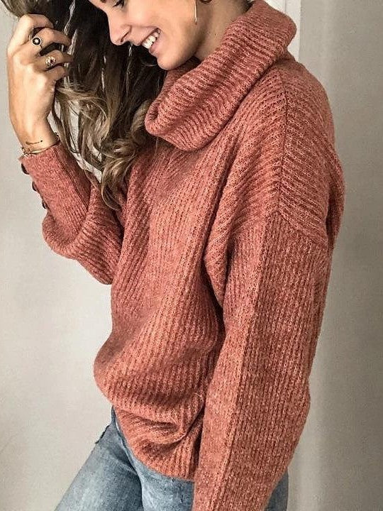 Women's Turtleneck Sweatshirt Sweater with Long Sleeves