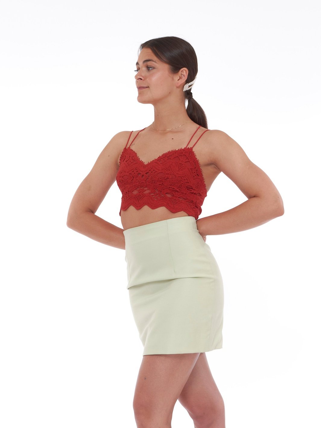 Y2K crochet top in red cotton