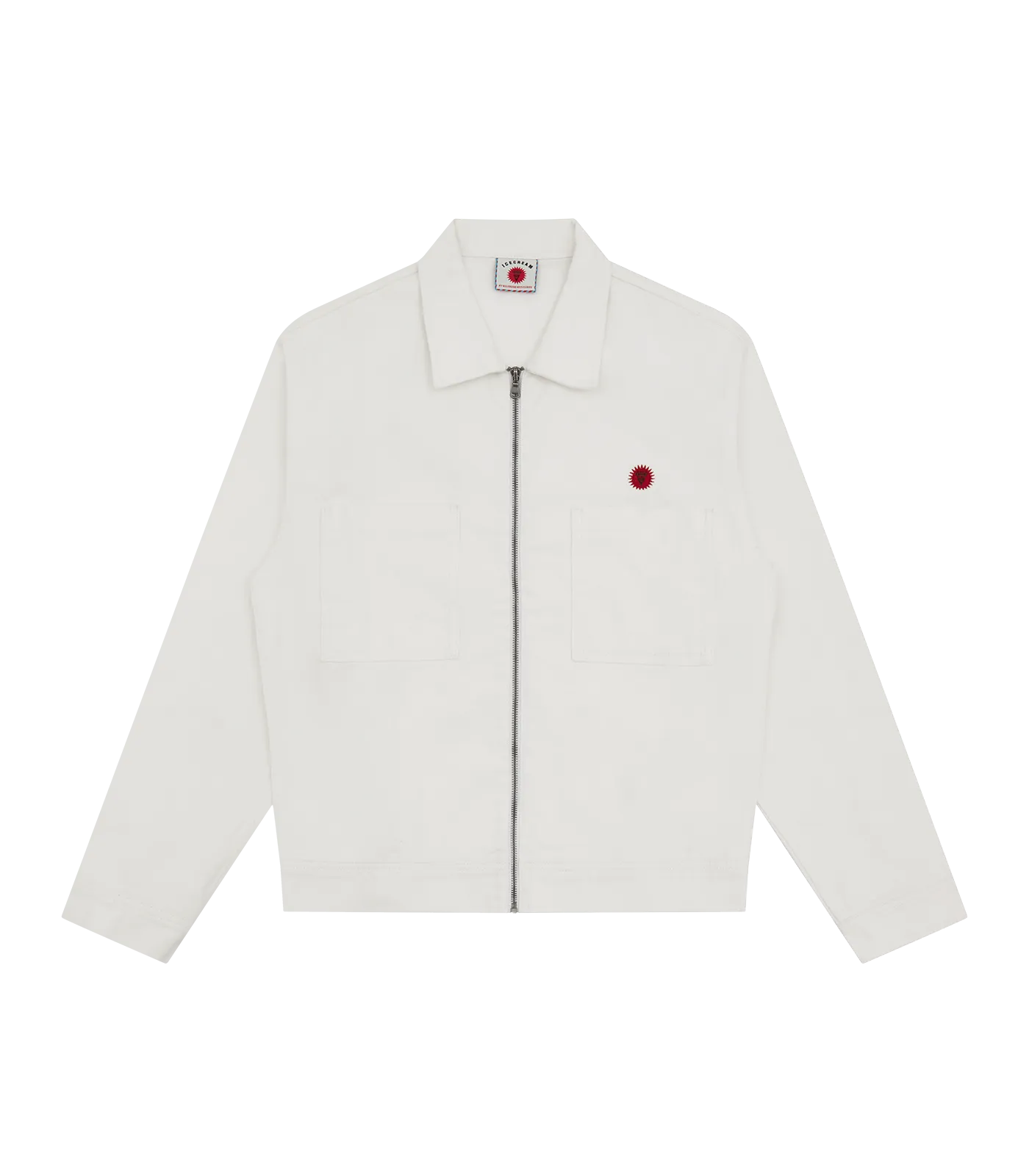 ZIP DENIM OVERSHIRT - WHITE